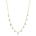 0.64CT 14K2T Y/W DIAMOND FACETED BALL CHAIN NECKLACE