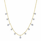 0.64CT 14K2T Y/W DIAMOND FACETED BALL CHAIN NECKLACE