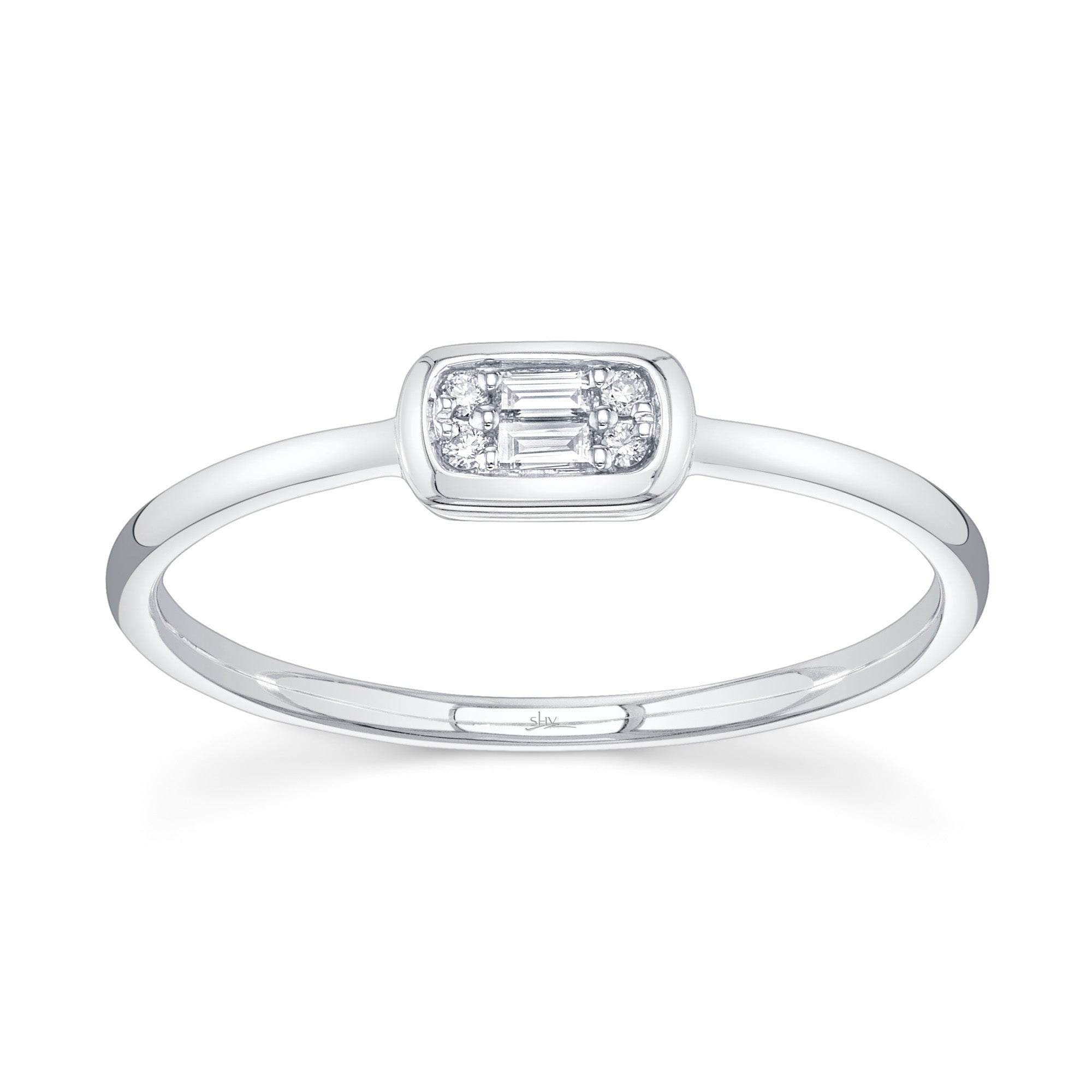 0.07CT 14K W/G DIAMOND BAGUETTE RING