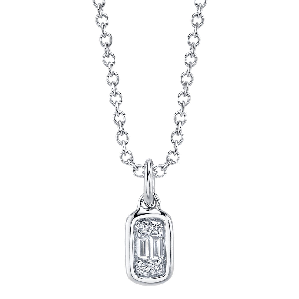 0.07CT 14K W/G DIAMOND BAGUETTE NECKLACE