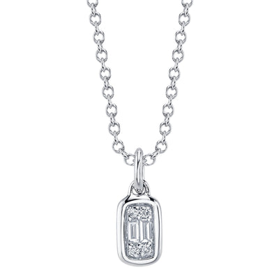 0.07CT 14K W/G DIAMOND BAGUETTE NECKLACE