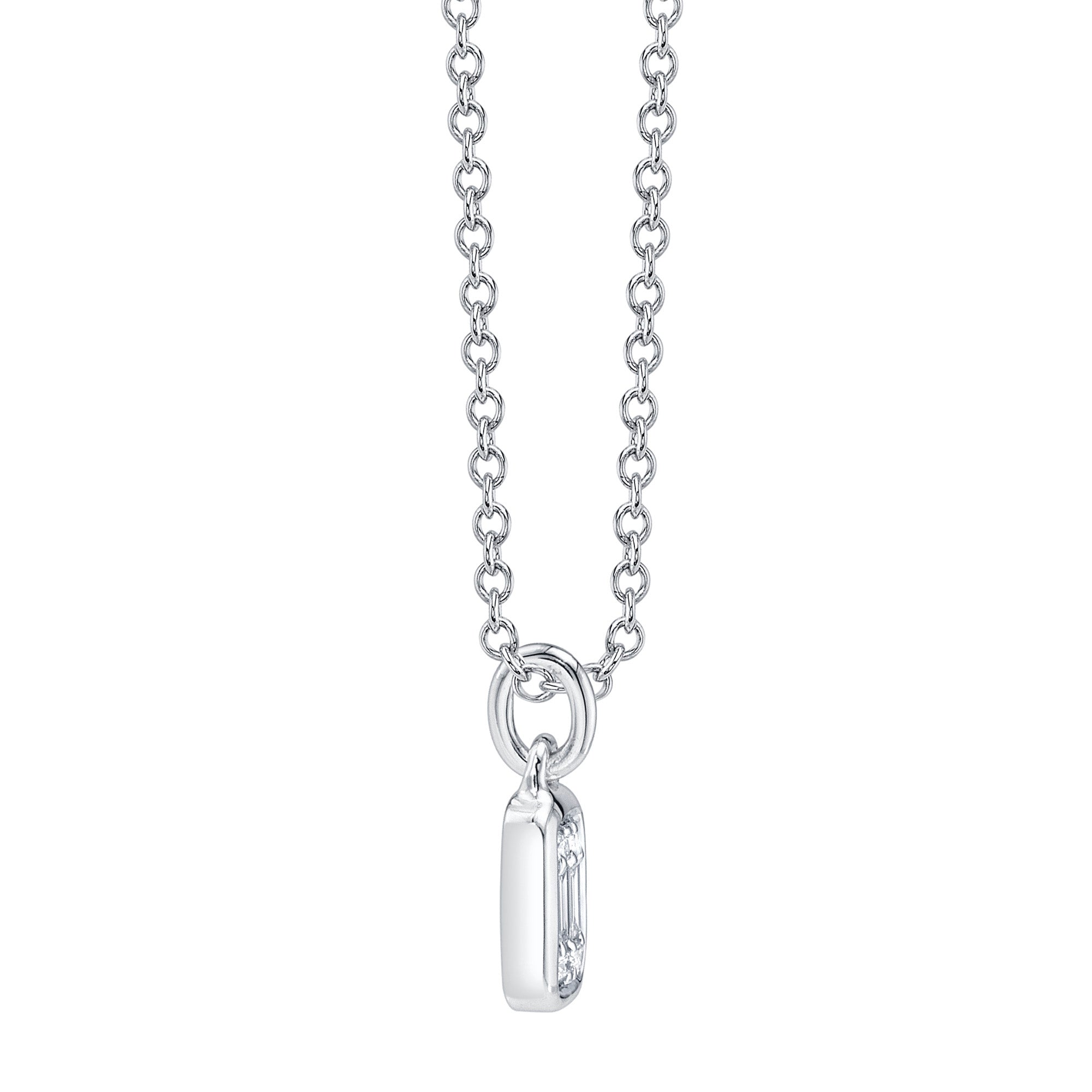 0.07CT 14K W/G DIAMOND BAGUETTE NECKLACE