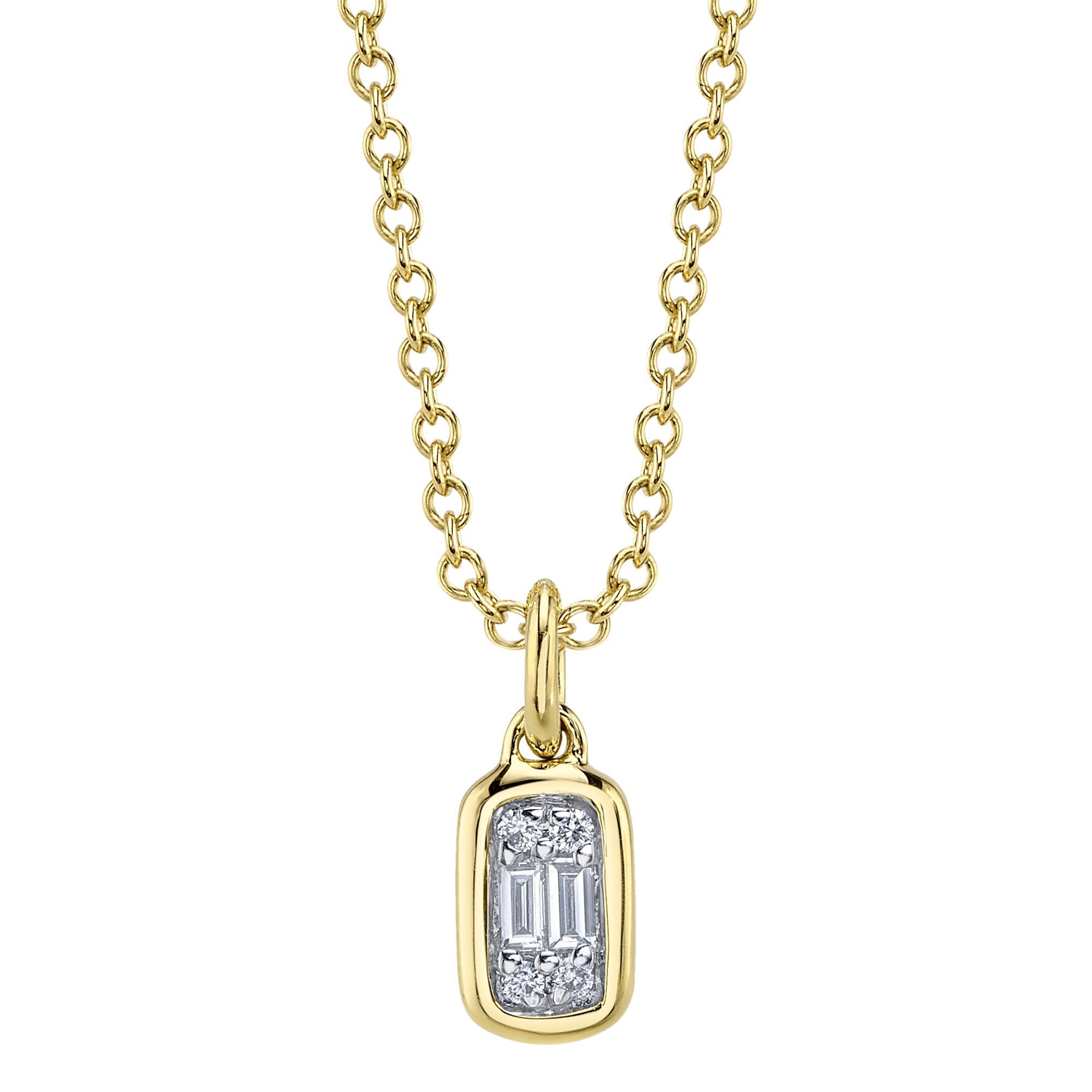 0.07CT 14K Y/G DIAMOND BAGUETTE NECKLACE