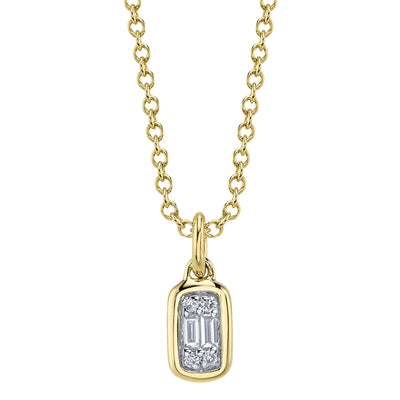 0.07CT 14K Y/G DIAMOND BAGUETTE NECKLACE