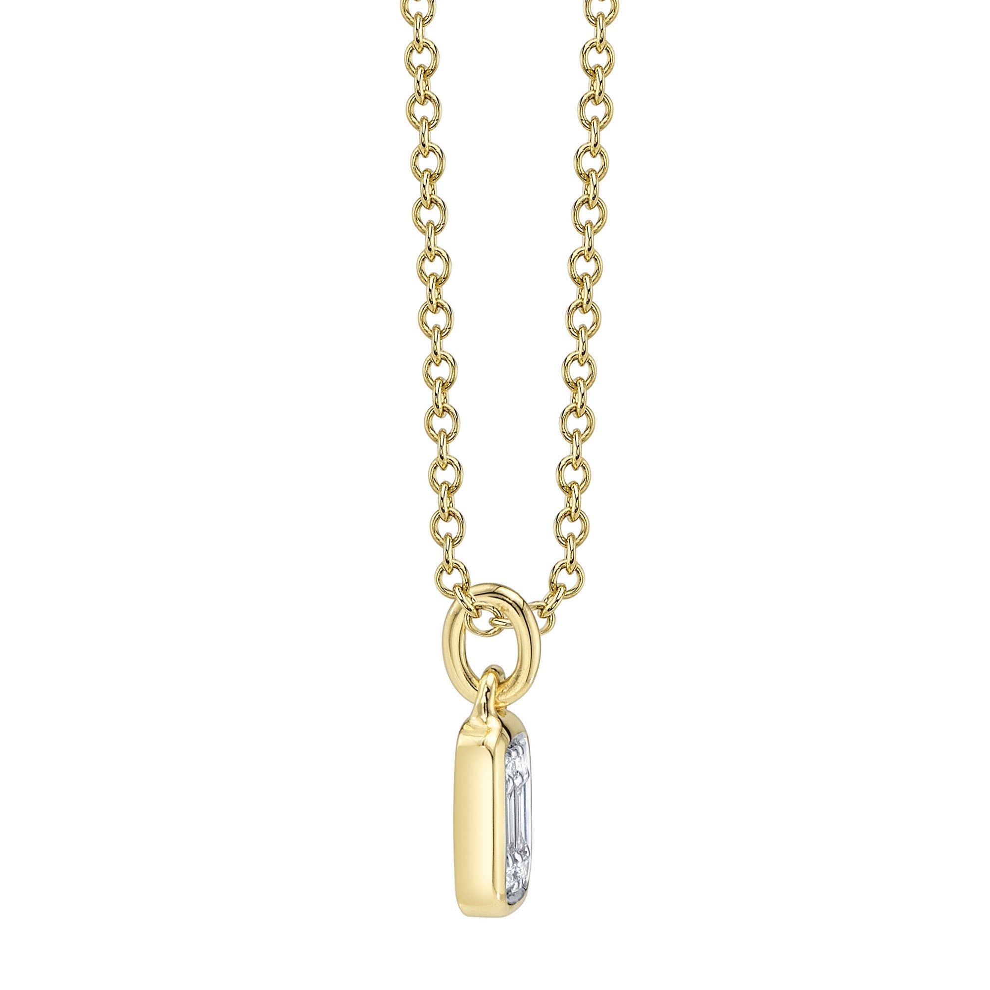 0.07CT 14K Y/G DIAMOND BAGUETTE NECKLACE