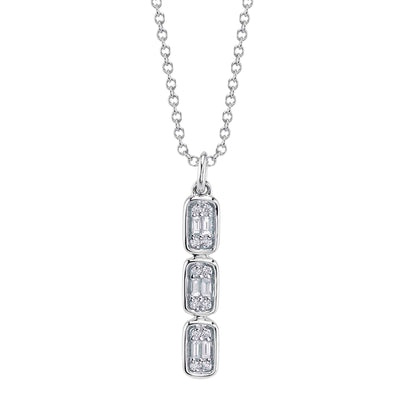 0.14CT 14K W/G DIAMOND BAGUETTE NECKLACE
