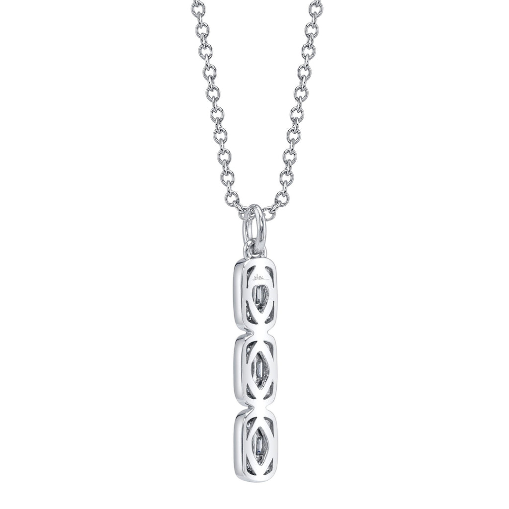0.14CT 14K W/G DIAMOND BAGUETTE NECKLACE