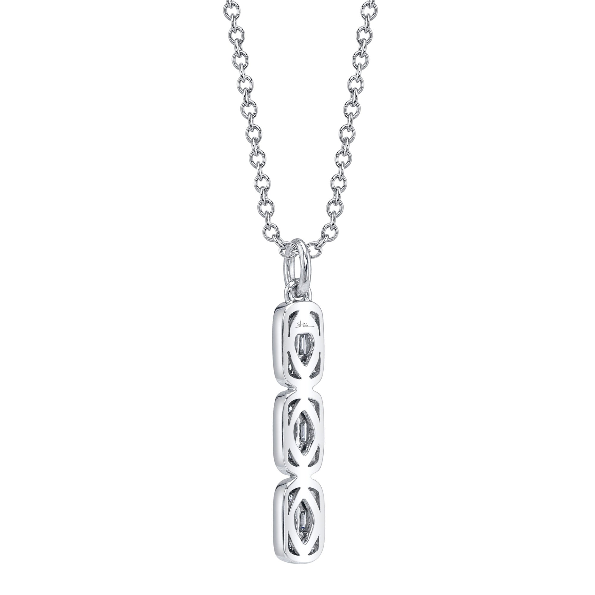 0.14CT 14K W/G DIAMOND BAGUETTE NECKLACE