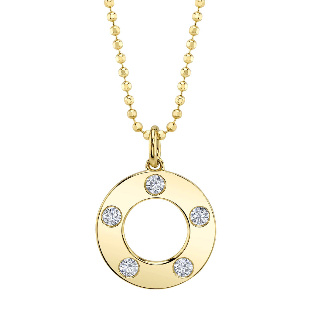 0.24CT 14K Y/G DIAMOND CIRCLE FACETED BALL CHAIN NECKLACE