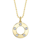 0.24CT 14K Y/G DIAMOND CIRCLE FACETED BALL CHAIN NECKLACE