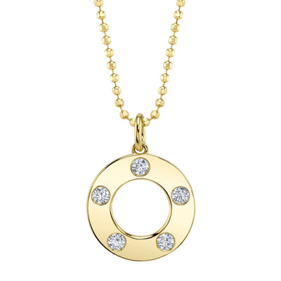 0.24CT 14K Y/G DIAMOND CIRCLE FACETED BALL CHAIN NECKLACE