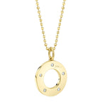 0.24CT 14K Y/G DIAMOND CIRCLE FACETED BALL CHAIN NECKLACE