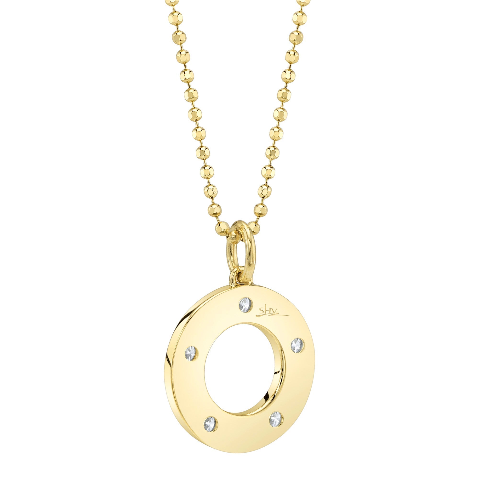 0.24CT 14K Y/G DIAMOND CIRCLE FACETED BALL CHAIN NECKLACE