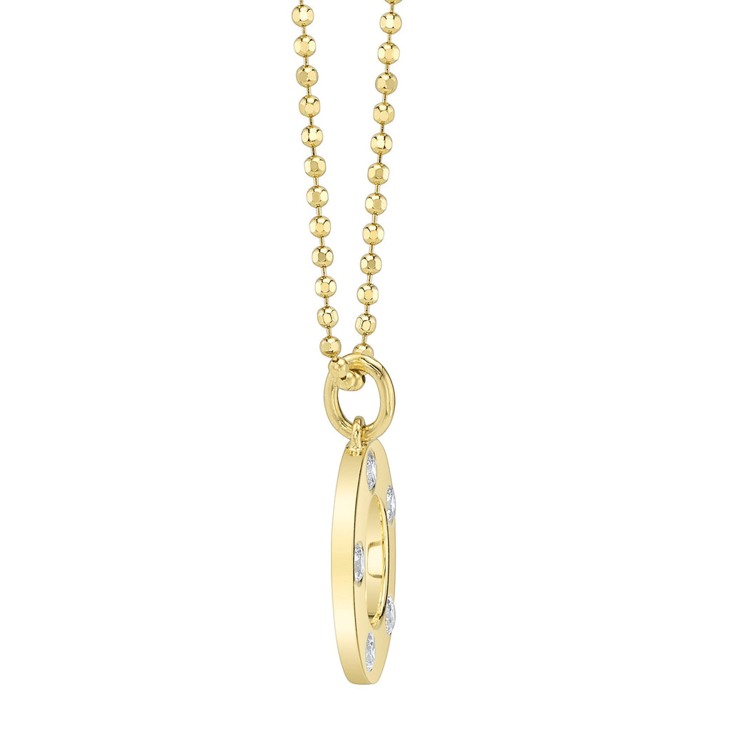 0.24CT 14K Y/G DIAMOND CIRCLE FACETED BALL CHAIN NECKLACE