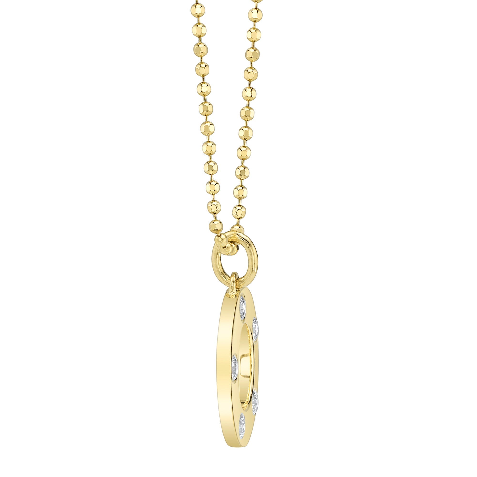 0.24CT 14K Y/G DIAMOND CIRCLE FACETED BALL CHAIN NECKLACE