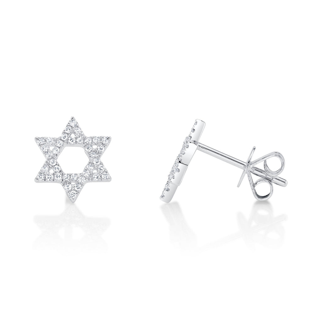 0.16CT 14K W/G DIAMOND STAR OF DAVID STUD EARRING