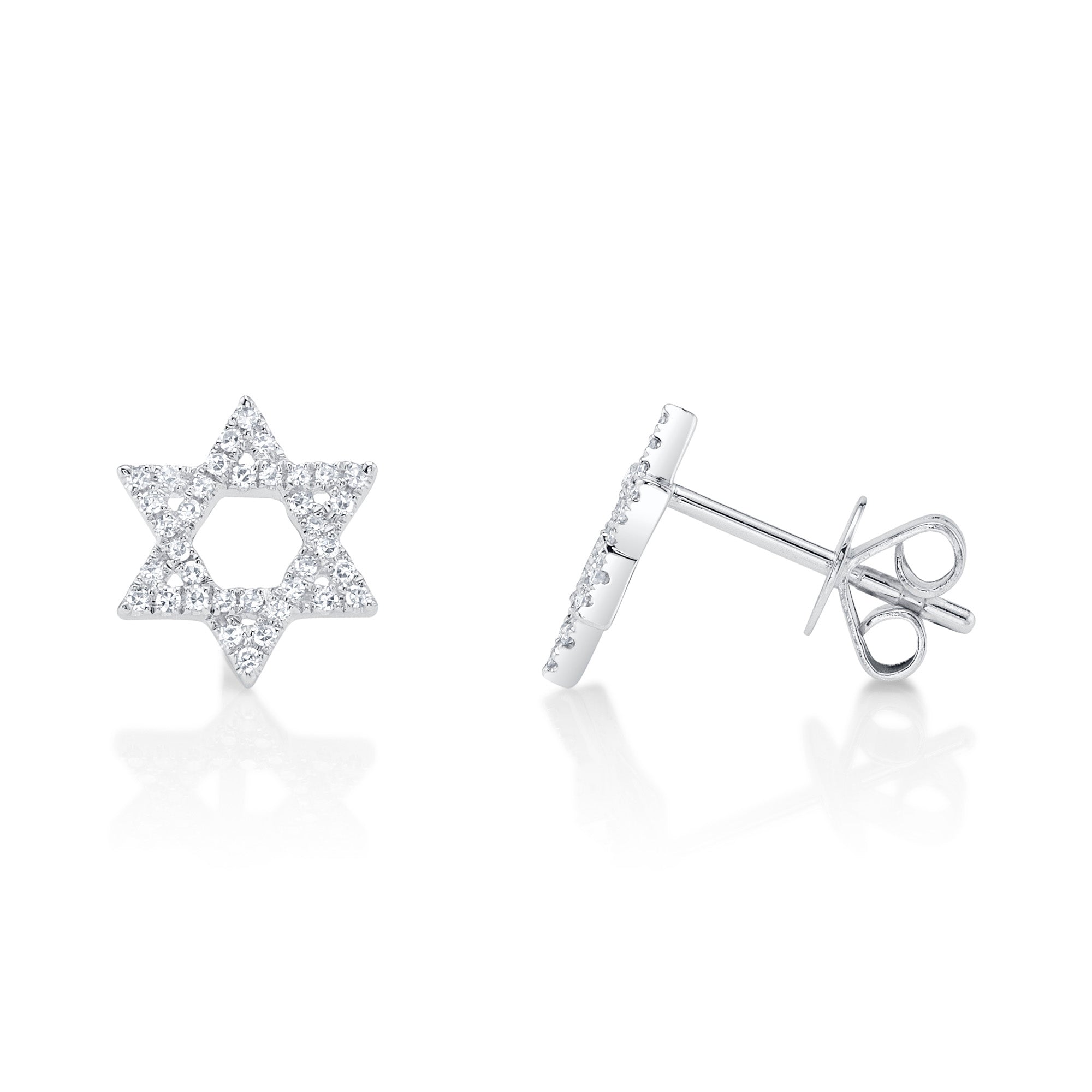 0.16CT 14K W/G DIAMOND STAR OF DAVID STUD EARRING