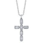 0.30CT 14K W/G DIAMOND BAGUETTE CROSS NECKLACE