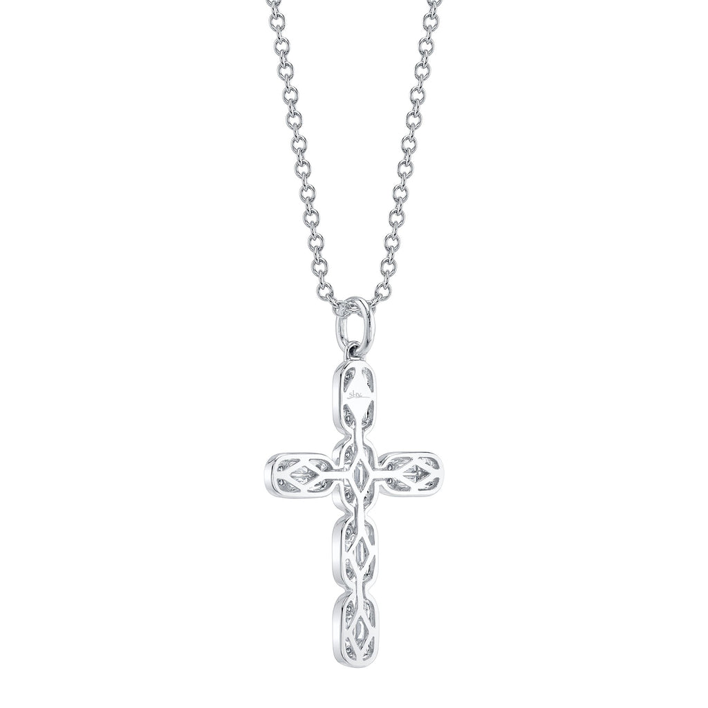 0.30CT 14K W/G DIAMOND BAGUETTE CROSS NECKLACE