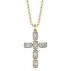 0.30CT 14K Y/G DIAMOND BAGUETTE CROSS NECKLACE
