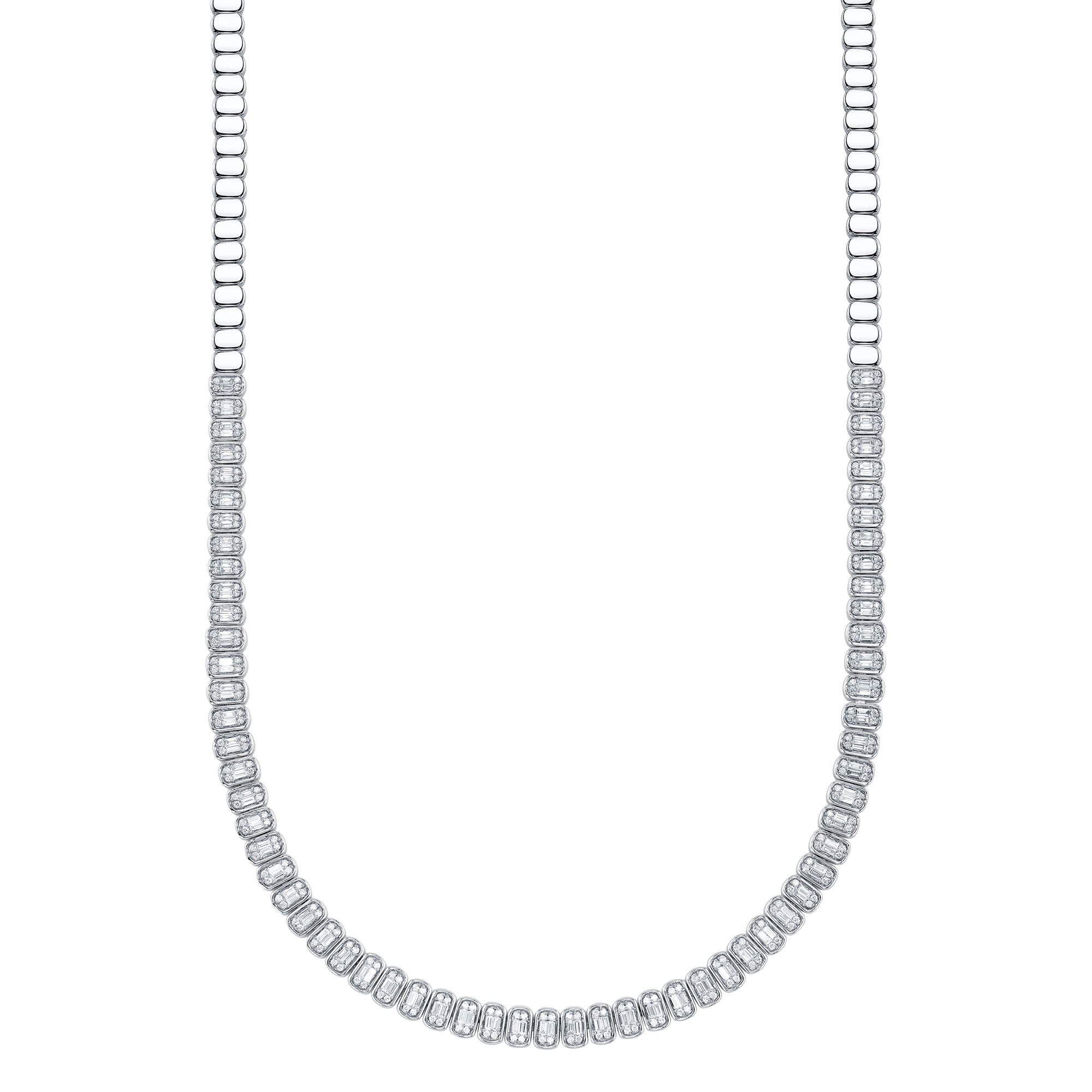 3.07CT 14K W/G DIAMOND BAGUETTE NECKLACE