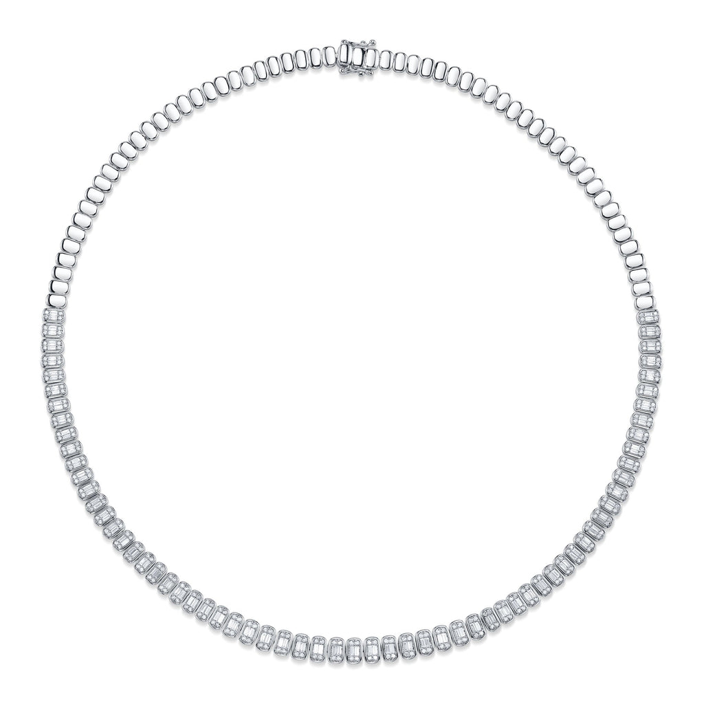 3.07CT 14K W/G DIAMOND BAGUETTE NECKLACE