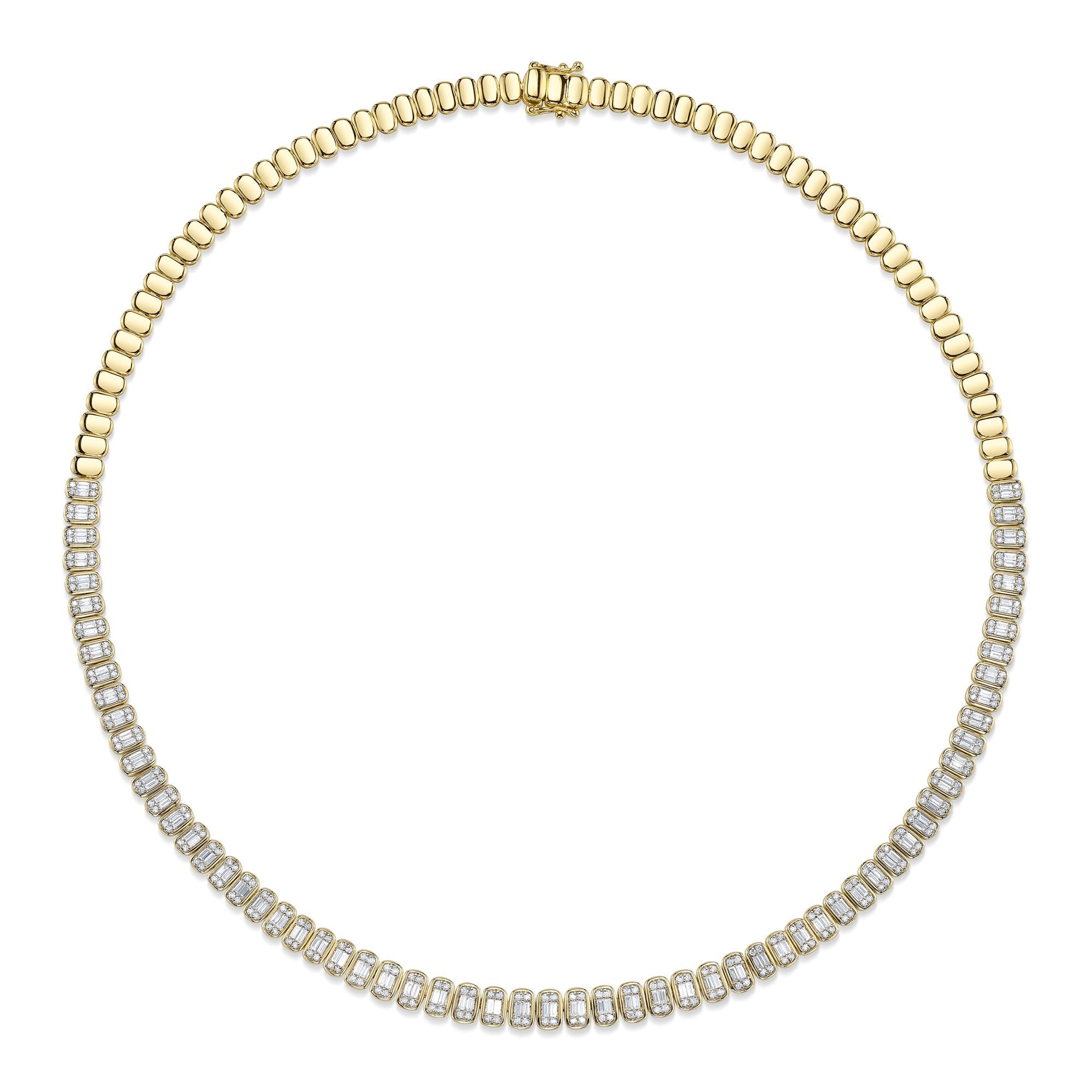 3.07CT 14K Y/G DIAMOND BAGUETTE NECKLACE