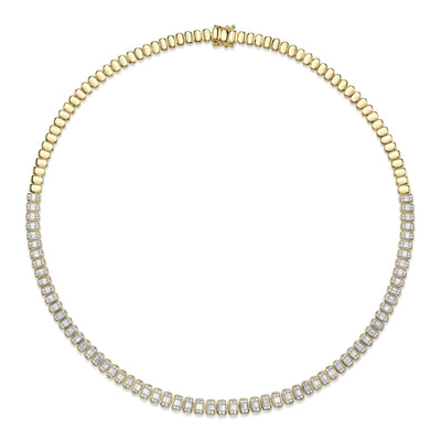 3.07CT 14K Y/G DIAMOND BAGUETTE NECKLACE