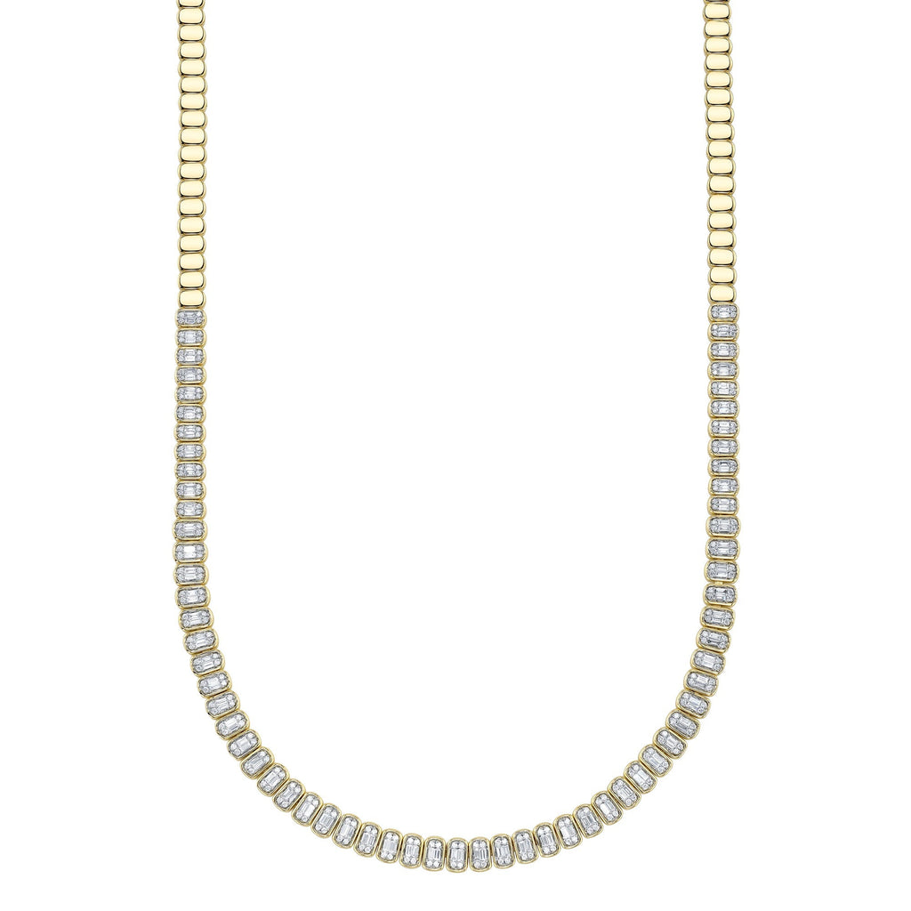 3.07CT 14K Y/G DIAMOND BAGUETTE NECKLACE