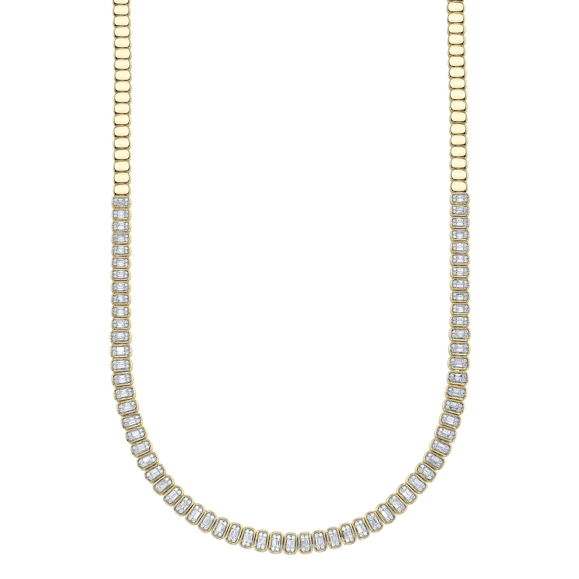 3.07CT 14K Y/G DIAMOND BAGUETTE NECKLACE