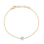0.04CT 14K2T Y/W DIAMOND PAVE HEART BRACELET
