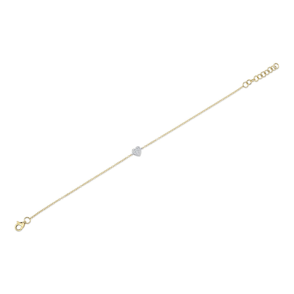 0.04CT 14K2T Y/W DIAMOND PAVE HEART BRACELET