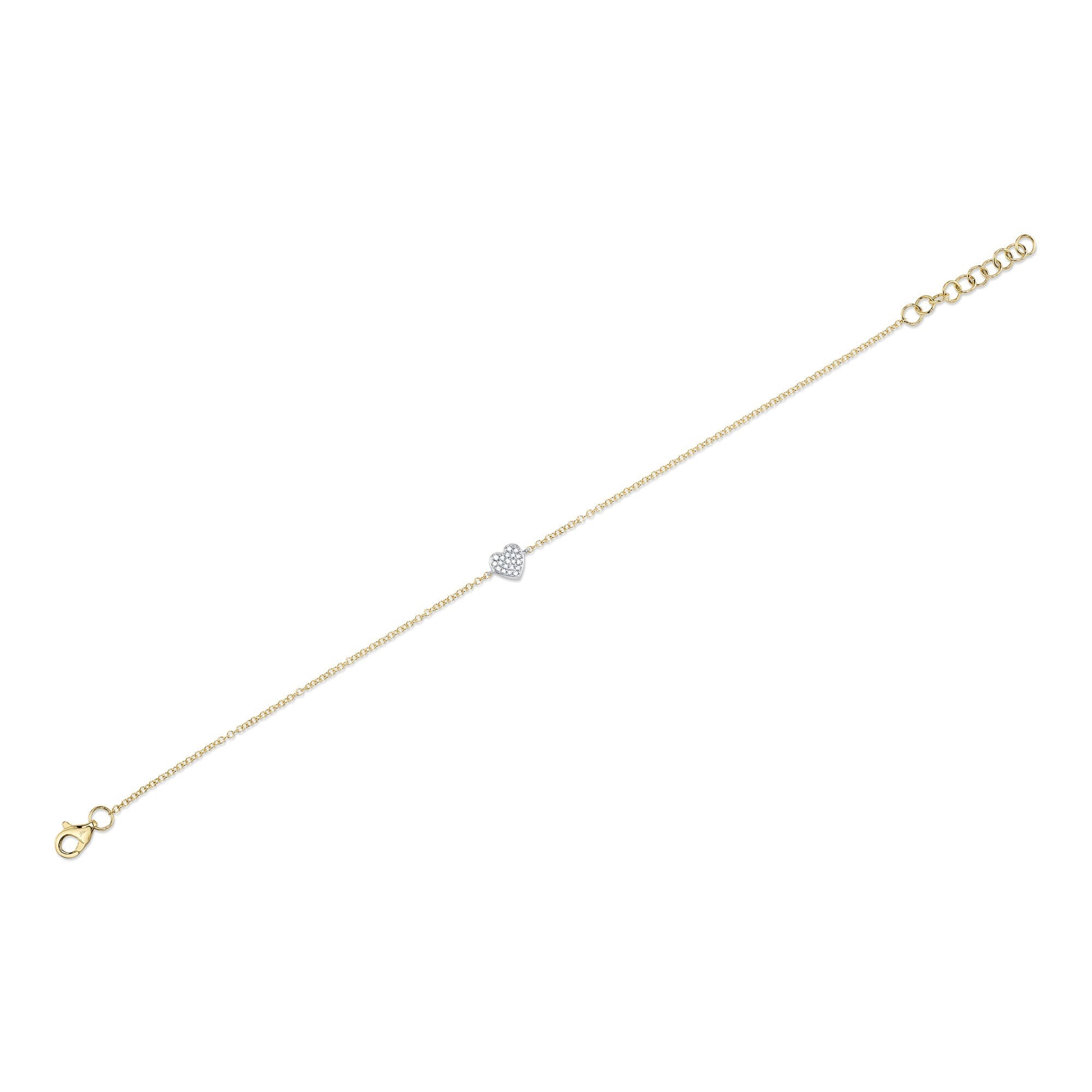 0.04CT 14K2T Y/W DIAMOND PAVE HEART BRACELET