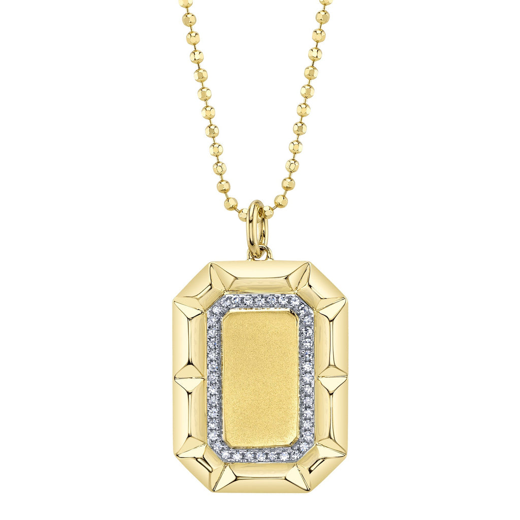 0.09CT 14K Y/G DIAMOND GEO CUT MATTE FACETED BALL CHAIN NECKLACE