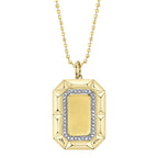 0.09CT 14K Y/G DIAMOND GEO CUT MATTE FACETED BALL CHAIN NECKLACE