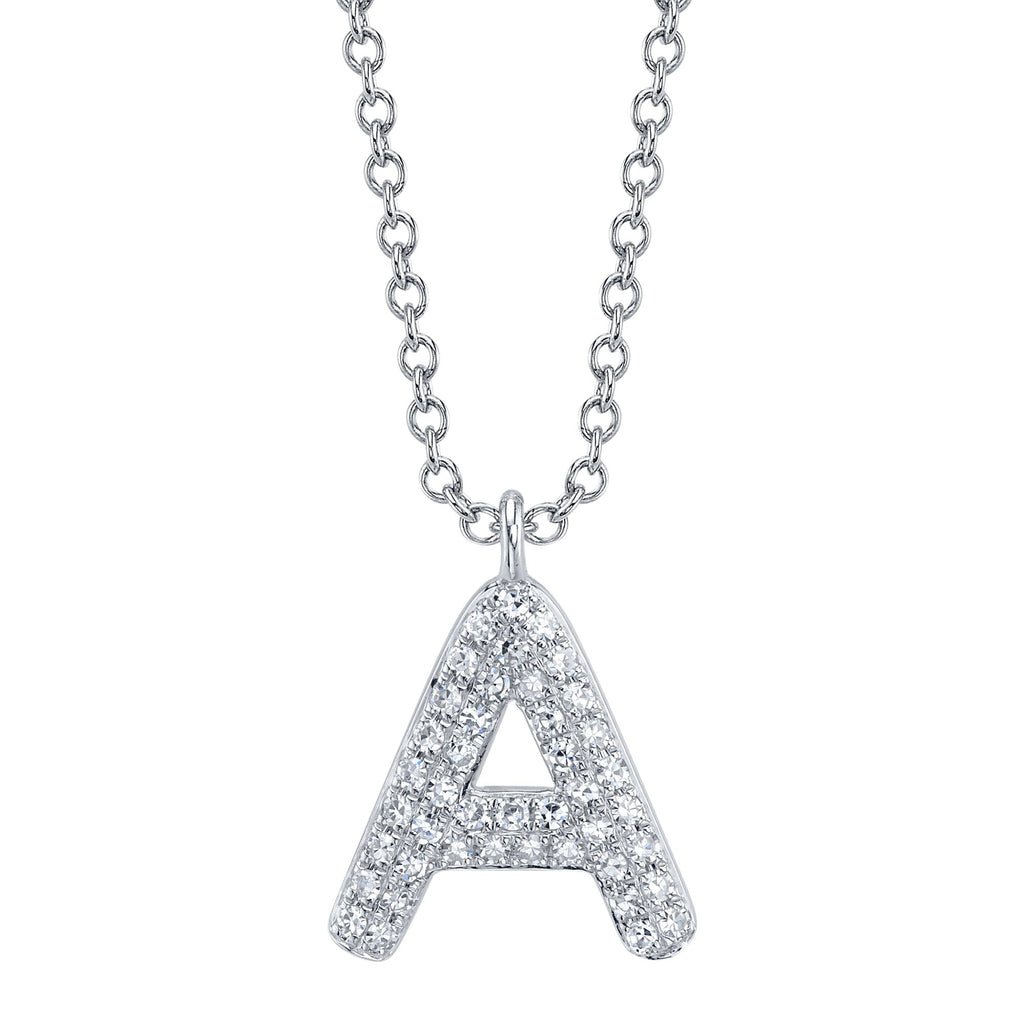 0.09CT 14K W/G DIAMOND PAVE NECKLACE - INITIAL A