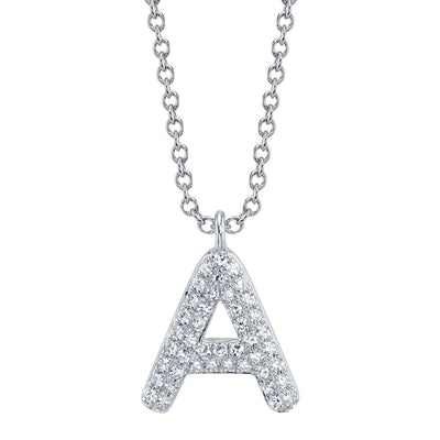 0.09CT 14K W/G DIAMOND PAVE NECKLACE - INITIAL A