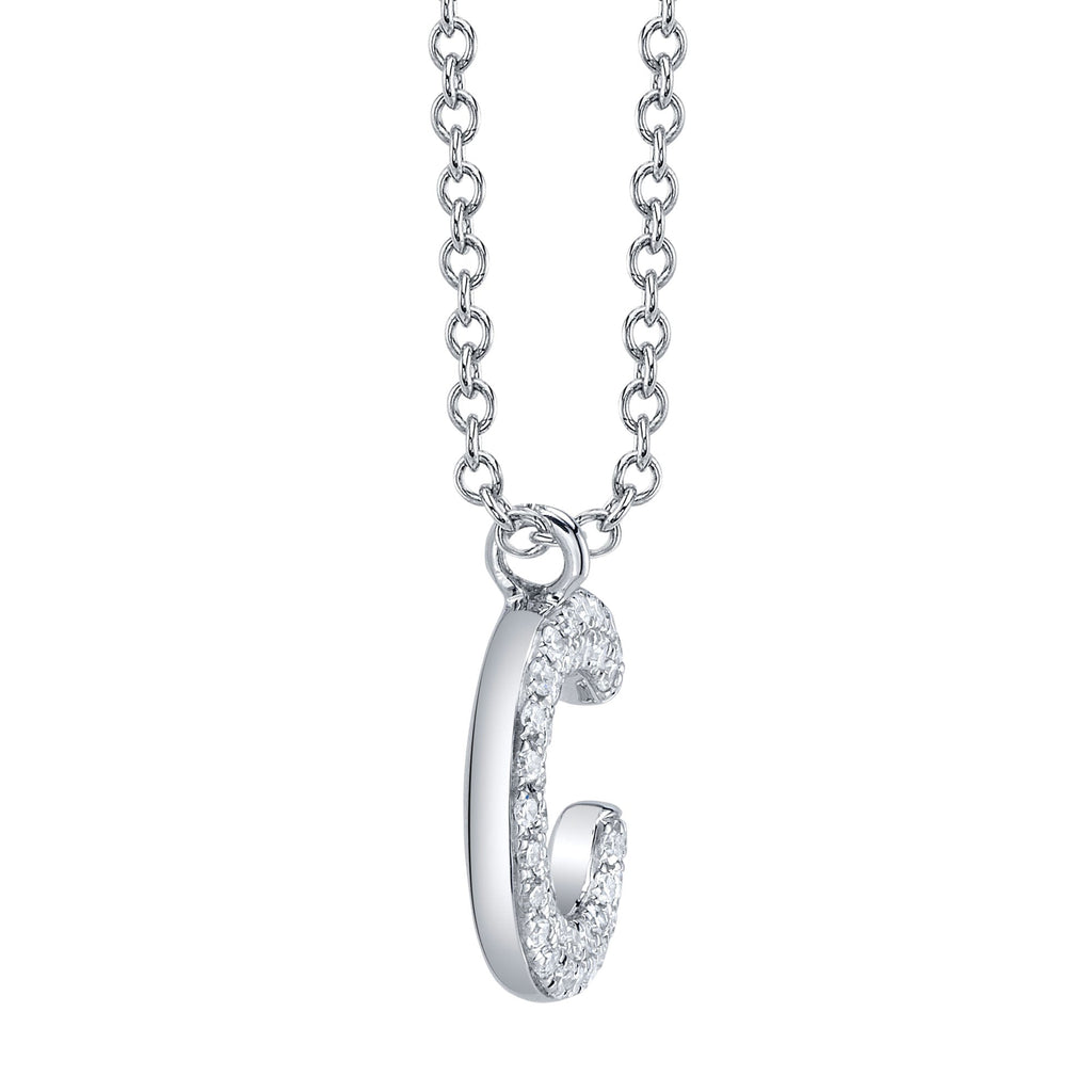 0.08CT 14K W/G DIAMOND PAVE NECKLACE - INITIAL C