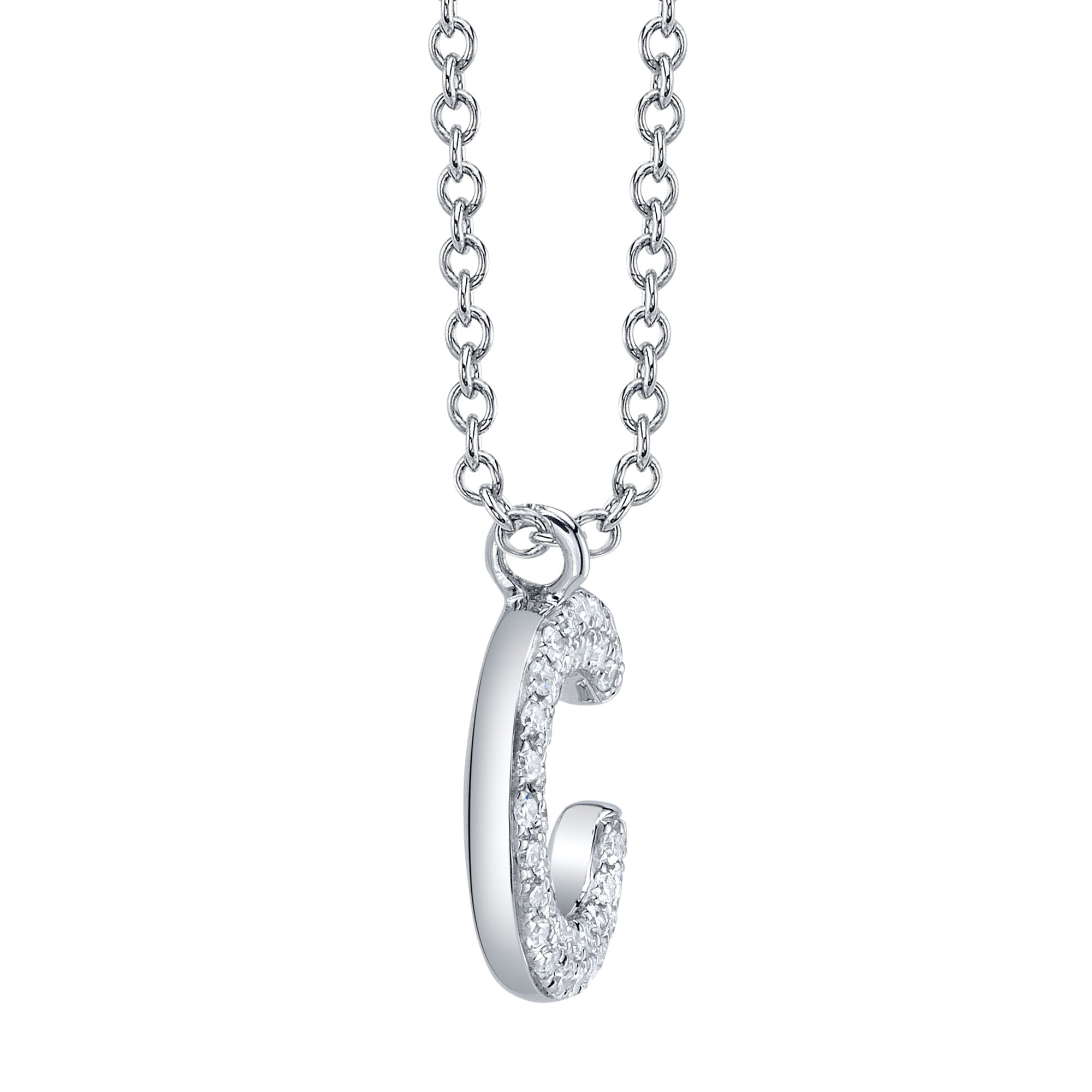 0.08CT 14K W/G DIAMOND PAVE NECKLACE - INITIAL C