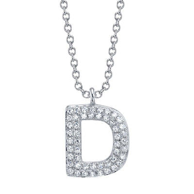 0.10CT 14K W/G DIAMOND PAVE NECKLACE - INITIAL D