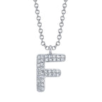 0.08CT 14K W/G DIAMOND PAVE NECKLACE - INITIAL F