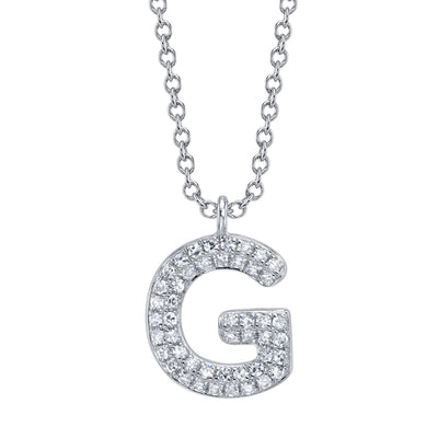 0.10CT 14K W/G DIAMOND PAVE NECKLACE - INITIAL G