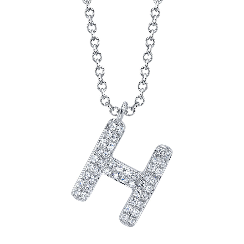 0.09CT 14K W/G DIAMOND PAVE NECKLACE - INITIAL H