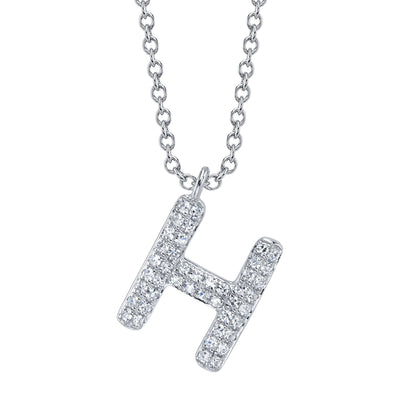 0.09CT 14K W/G DIAMOND PAVE NECKLACE - INITIAL H