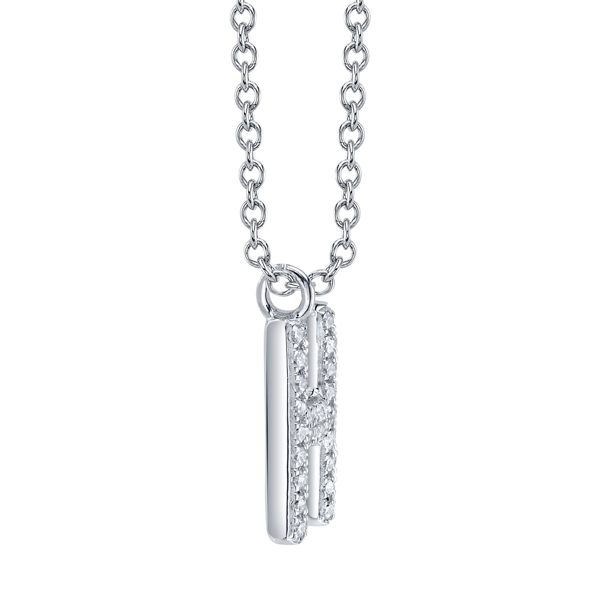 0.09CT 14K W/G DIAMOND PAVE NECKLACE - INITIAL H