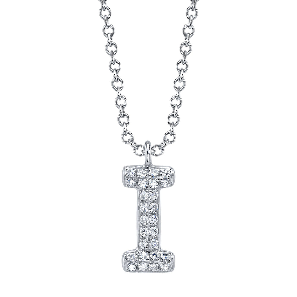 0.06CT 14K W/G DIAMOND PAVE NECKLACE - INITIAL I