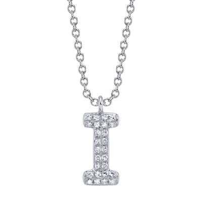 0.06CT 14K W/G DIAMOND PAVE NECKLACE - INITIAL I