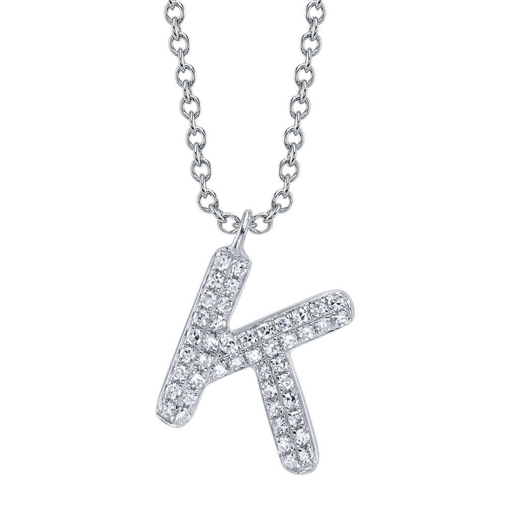 0.10CT 14K W/G DIAMOND PAVE NECKLACE - INITIAL K
