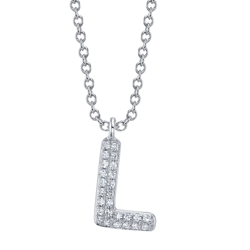 0.05CT 14K W/G DIAMOND PAVE NECKLACE - INITIAL L