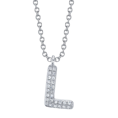 0.05CT 14K W/G DIAMOND PAVE NECKLACE - INITIAL L